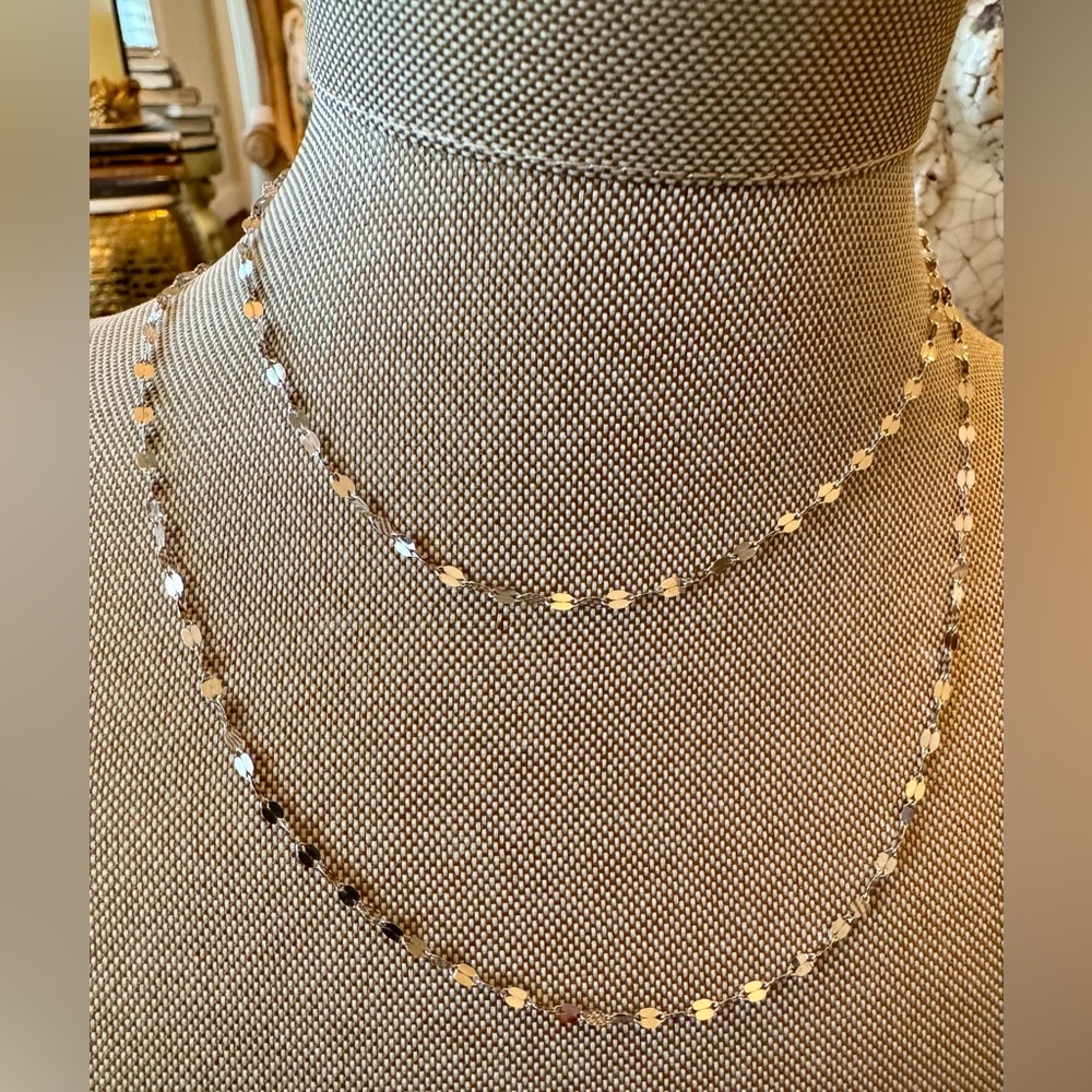 Delicate Mirrored Indonesian Silver Necklace LobsterClaw 28”